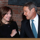 Mary Barra, General Motors Chairman and CEO, speaks with Bill Lee, Governor of Tennessee.